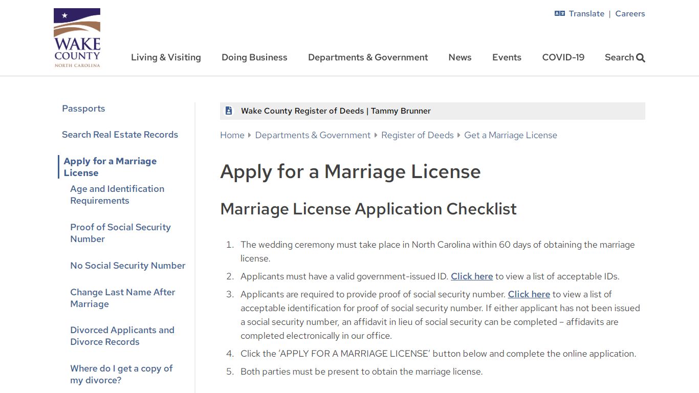 Apply for a Marriage License | Wake County Government